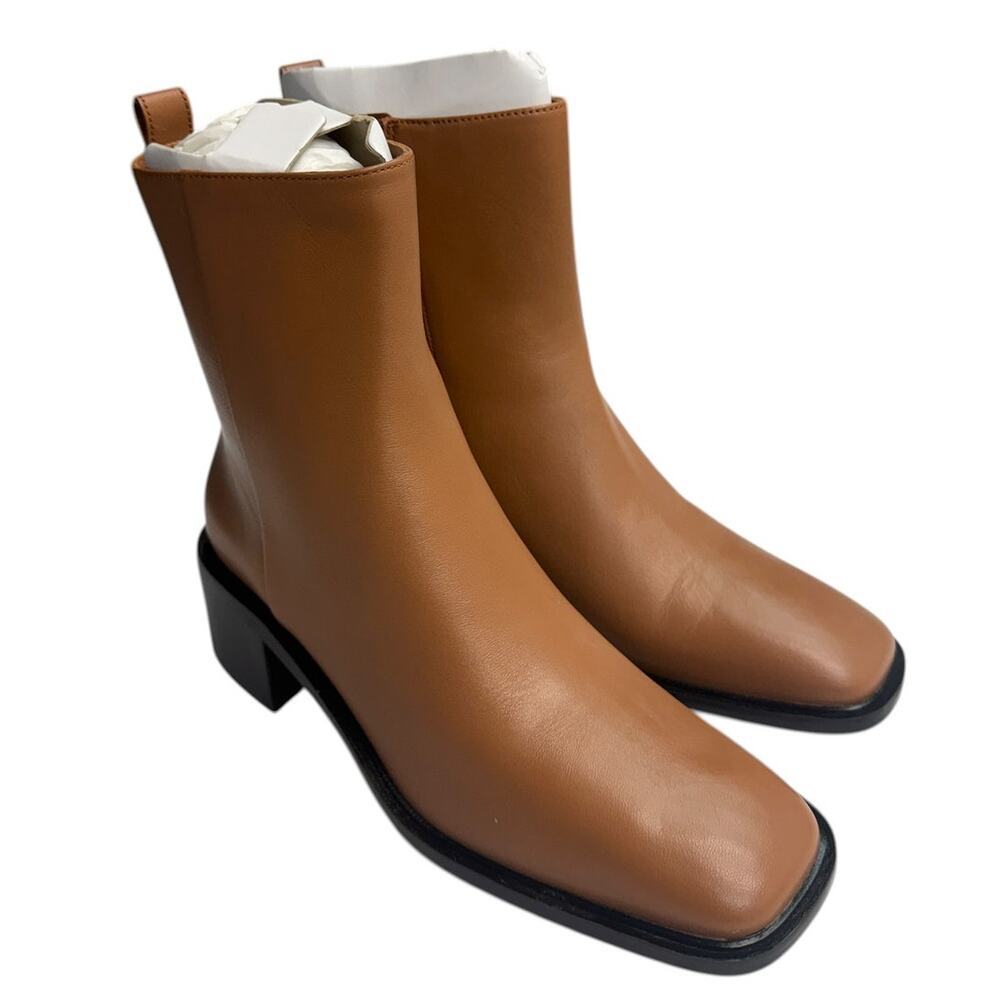 Everlane The City Leather Square Toe Boot in Saddle Brown size 9.5 NWOB - Picture 2 of 6